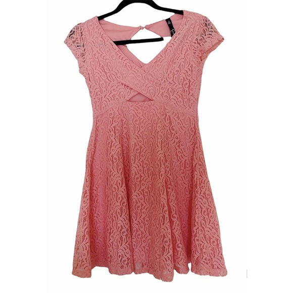 Jessica Simpson Coral Desert Flower 'Kaitlee' Lace Fit & Flare DressSz Small - Picture 6 of 7